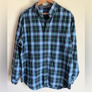 American Eagle Outfitters Men’s Top LS Plaid Top Blue/Green Size XLT 100% Cotton